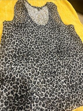 BKE Black and White Leopard Print Tank Top